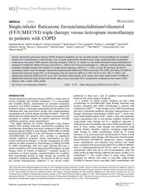 FF/UMEC/VI) Triple Therapy Versus Tiotropium Monotherapy in Patients with COPD