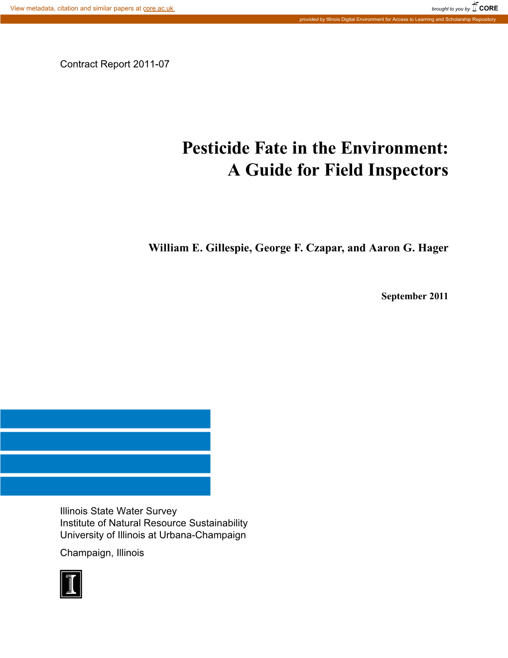 Pesticide Fate in the Environment: a Guide for Field Inspectors