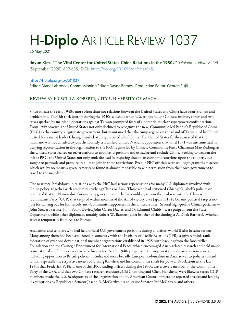 H-Diplo ARTICLE REVIEW 1037 26 May 2021