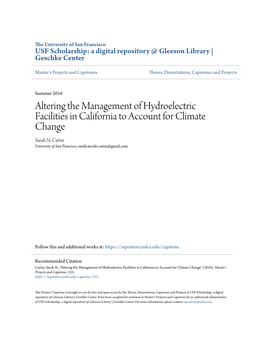 Altering the Management of Hydroelectric Facilities in California to Account for Climate Change Sarah N