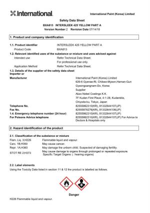 Safety Data Sheet 1. Product and Company Identification 2. Hazard
