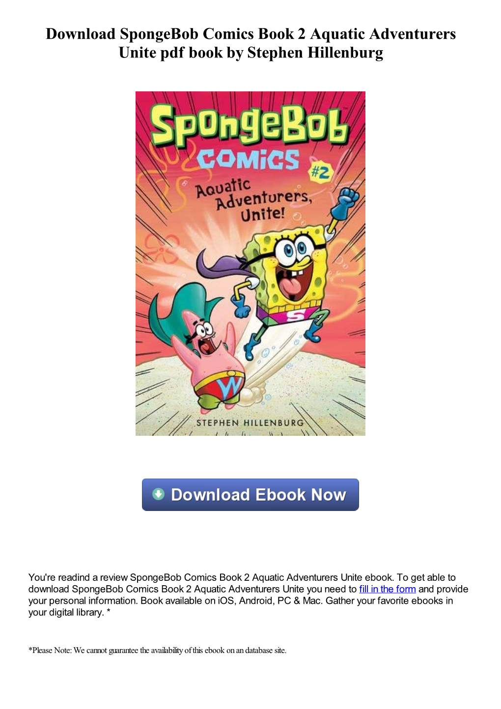 Spongebob Comics Book 2 Aquatic Adventurers Unite Pdf Book by Stephen Hillenburg