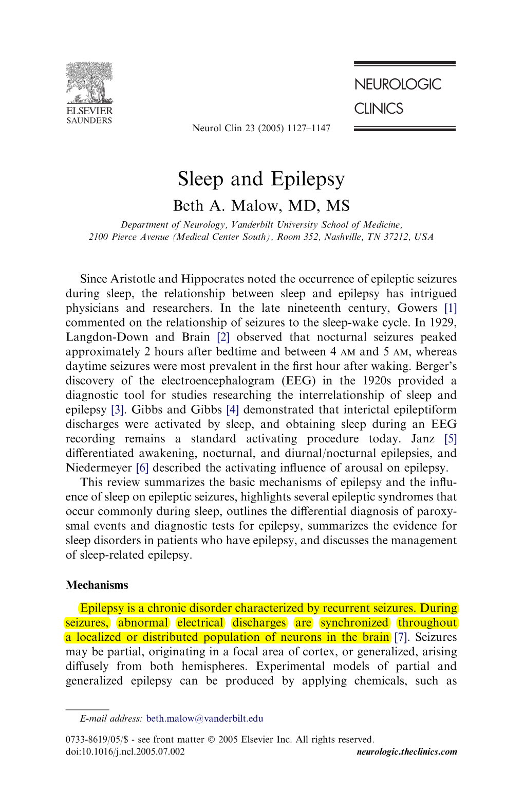 Sleep and Epilepsy Beth A