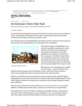 On Germany's Fairy-Tale Trail Some 600 Kilometers and 60 Towns Link to the Brothers Grimm