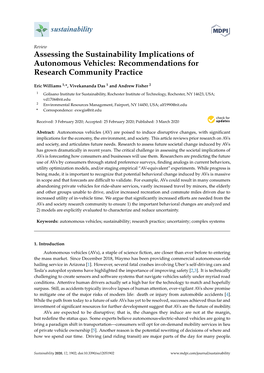 Assessing the Sustainability Implications of Autonomous Vehicles: Recommendations for Research Community Practice