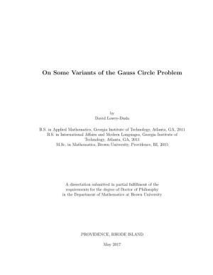 On Some Variants of the Gauss Circle Problem