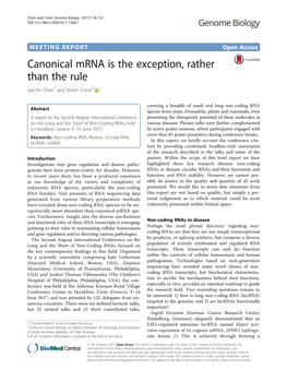 Canonical Mrna Is the Exception, Rather Than the Rule Jun-An Chen1 and Simon Conn2*
