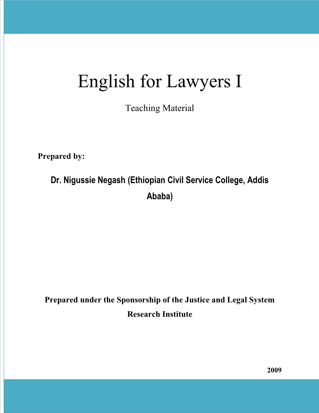 English for Lawyers I