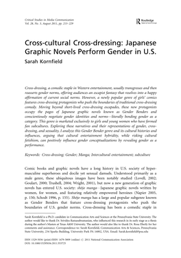 Cross-Cultural Cross-Dressing: Japanese Graphic Novels Perform Gender in U.S
