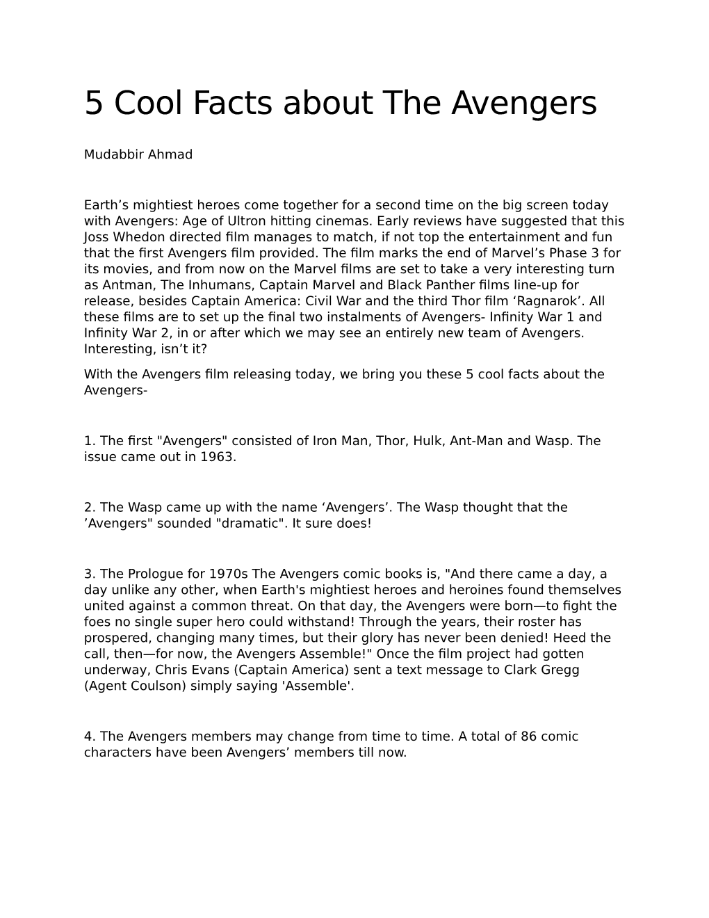 5 Cool Facts About the Avengers