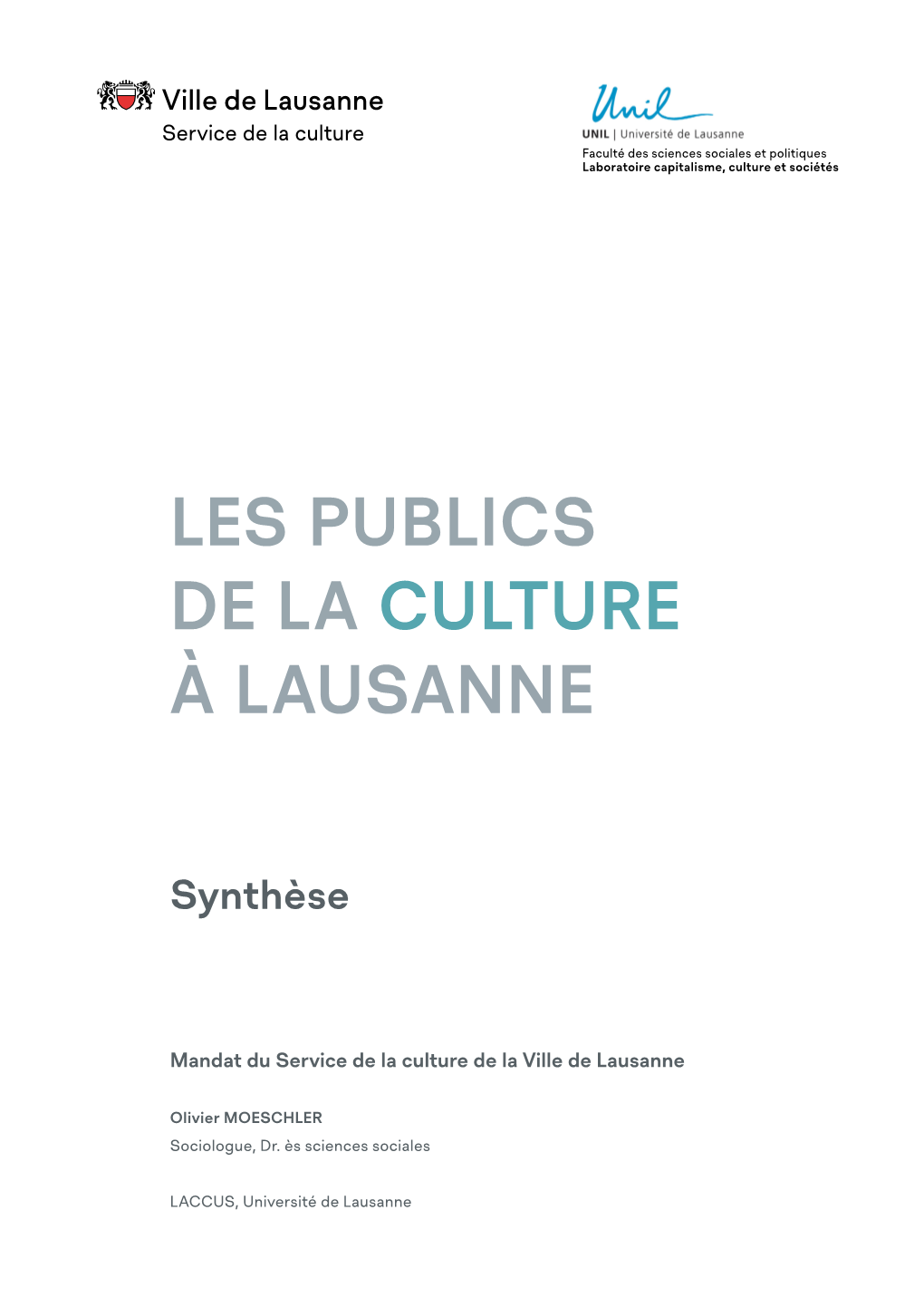 Les Publics De La Culture À Lausanne