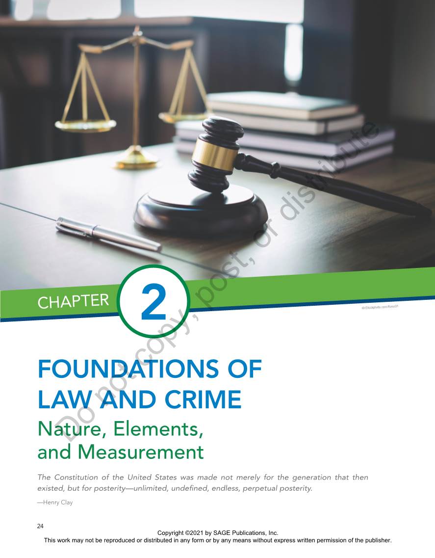 Chapter 2: Foundations of Law and Crime ■ 25 Copyright ©2021 by SAGE Publications, Inc