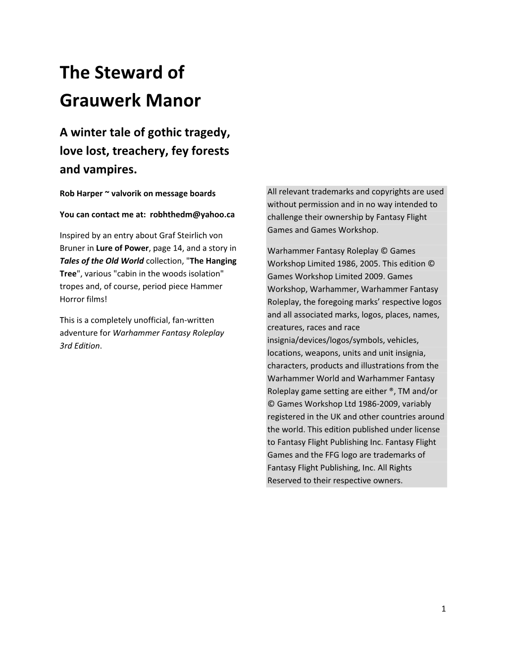 The Steward of Grauwerk Manor