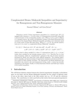 Complemented Brunn–Minkowski Inequalities and Isoperimetry for Homogeneous and Non-Homogeneous Measures