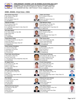 Preliminary Voters' List of Bgmea Election 2021-2023