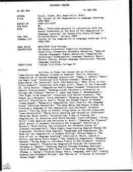 DOCUMENT RESUME ED 381 995 FL 022 250 AUTHOR Coreil