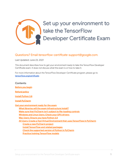 Setting up Your Environment for the TF Developer Certificate Exam