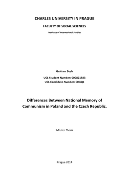 Differences Between National Memory of Communism in Poland and the Czech Republic