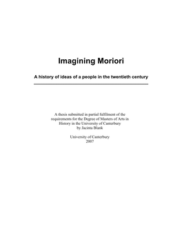 Imagining Moriori