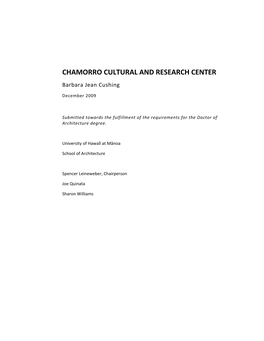 CHAMORRO CULTURAL and RESEARCH CENTER Barbara Jean Cushing