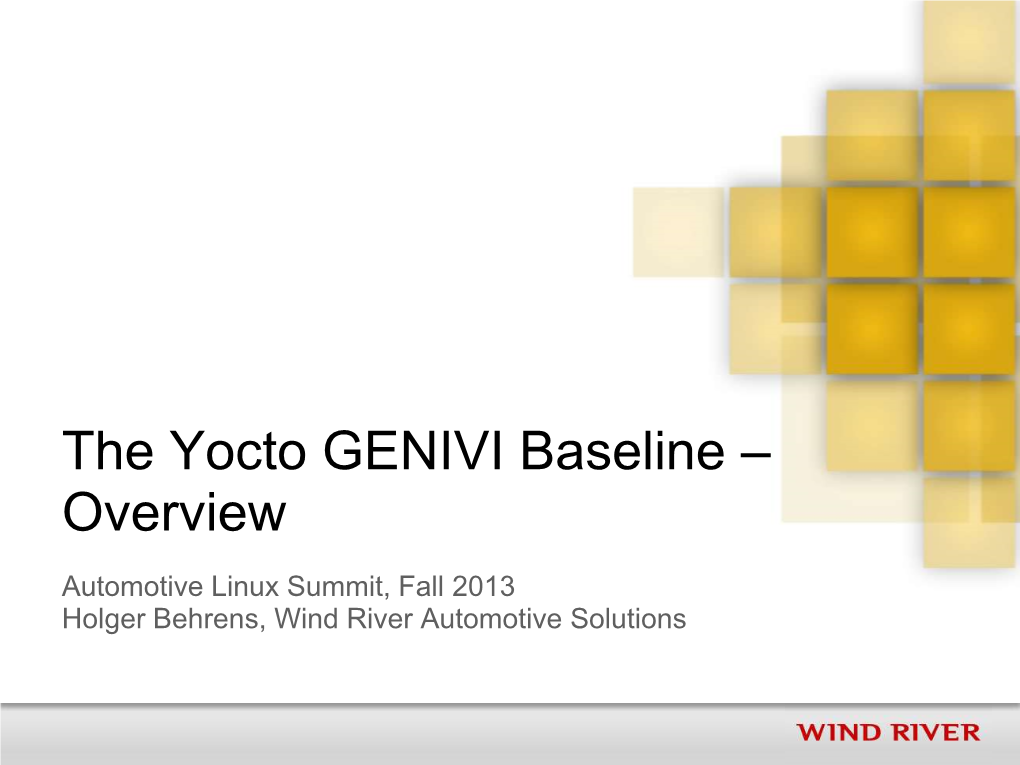 Yocto GENIVI Baseline – Overview