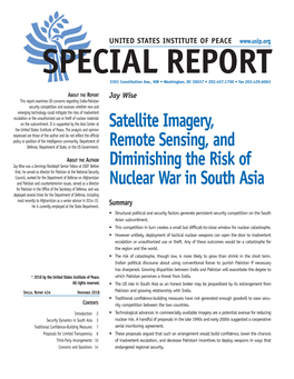 Satellite Imagery, Remote Sensing, and Diminishing the Risk of Nuclear