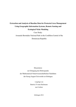 Extraction and Analysis of Baseline Data for Protected Area