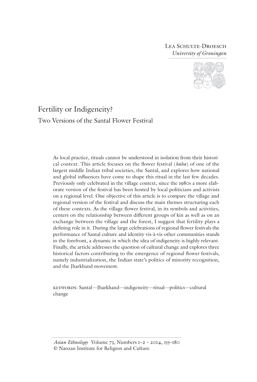 Fertility Or Indigeneity? Two Versions of the Santal Flower Festival