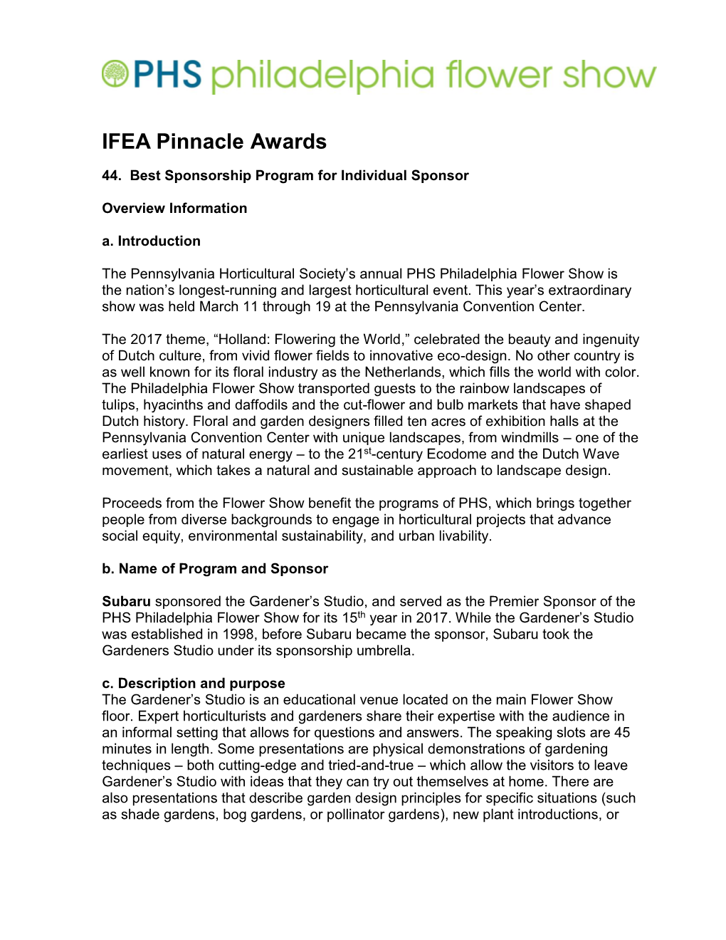 IFEA Pinnacle Awards