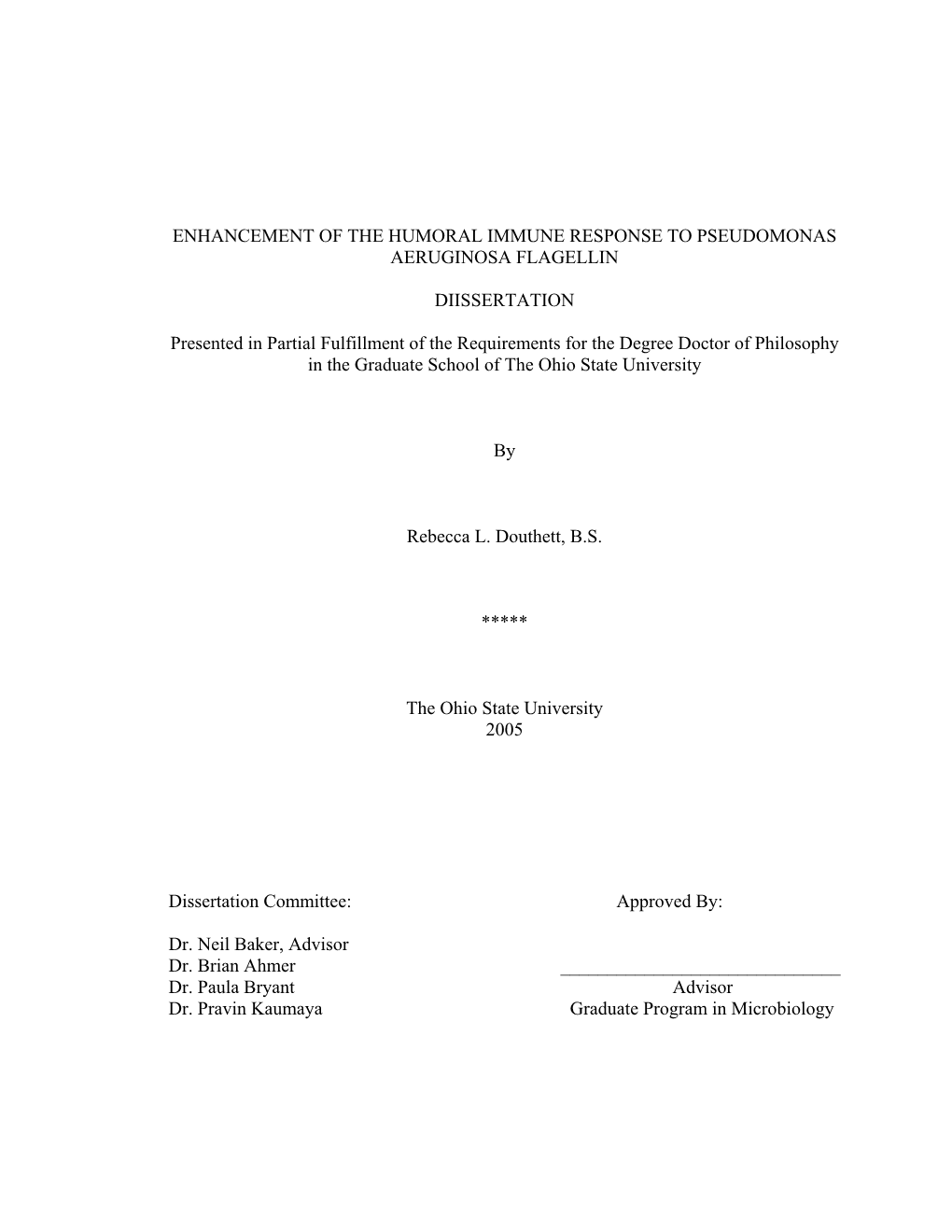 Enhancement of the Humoral Immune Response to Pseudomonas Aeruginosa Flagellin