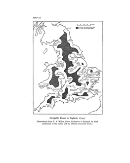 Navigable Rivers in England, 1724-7 (Reproduced from T