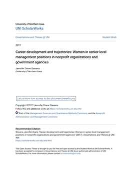 Career Development and Trajectories: Women in Senior-Level Management Positions in Nonprofit Organizations and Government Agencies