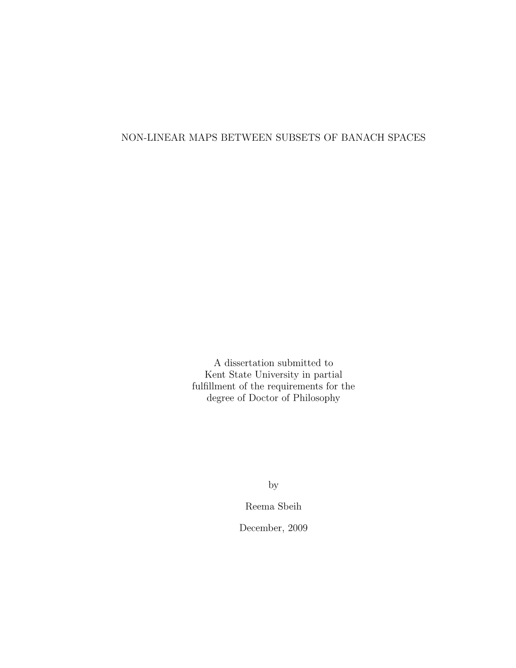 Non-Linear Maps Between Subsets of Banach Spaces A