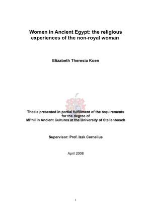 Women in Ancient Egypt: the Religious Experiences of the Non-Royal Woman