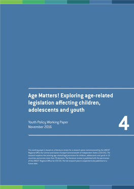 Exploring Age-Related Legislation Affecting Children, Adolescents and Youth