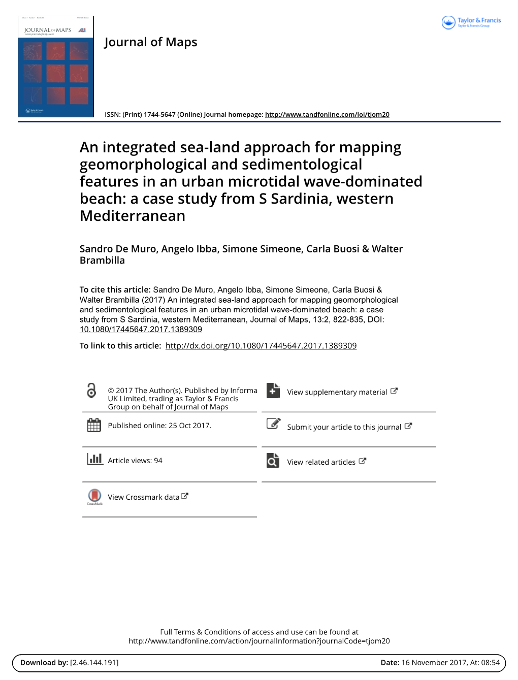 An Integrated Sea-Land Approach for Mapping Geomorphological And