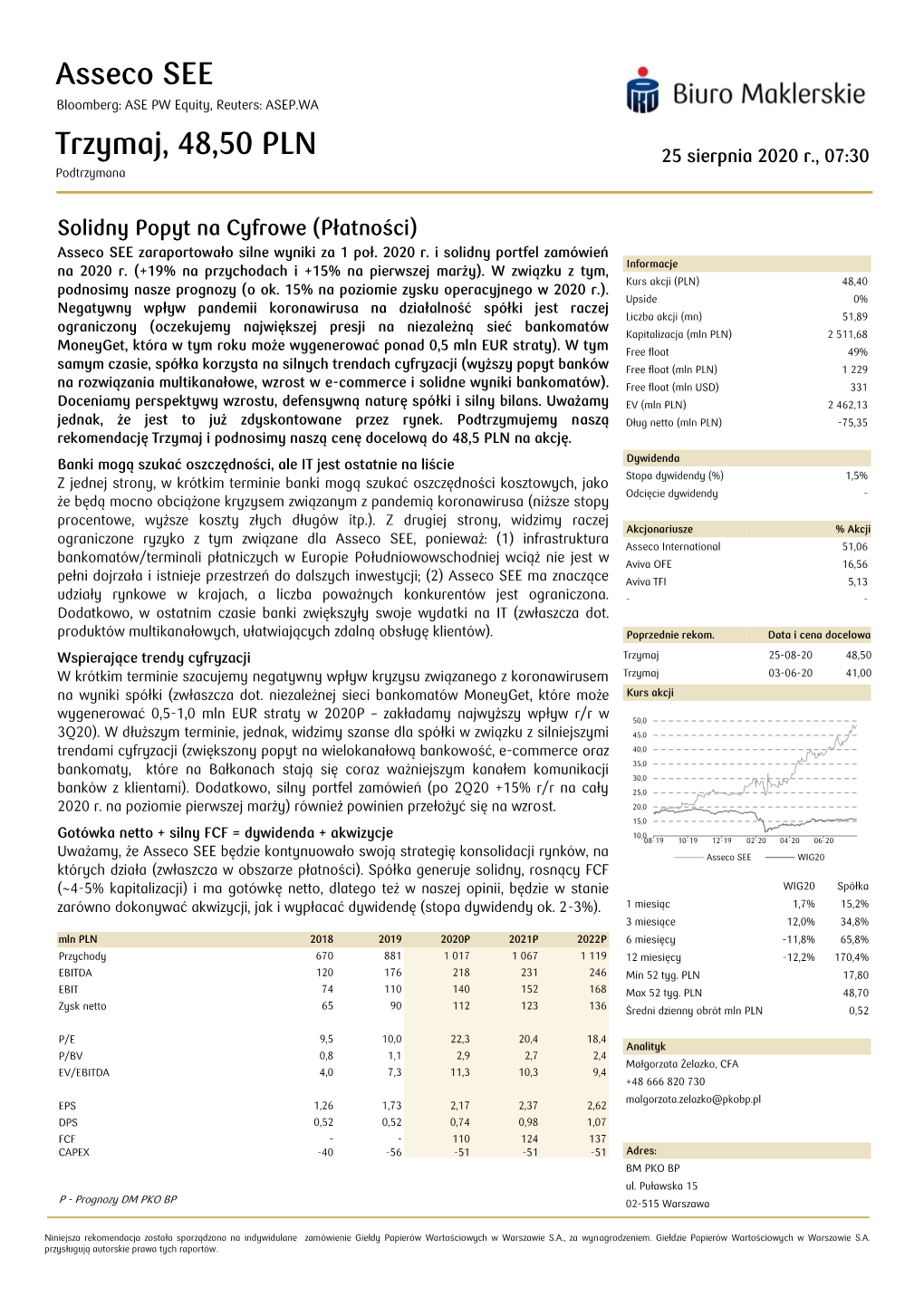 Asseco SEE Bloomberg: ASE PW Equity, Reuters: ASEP.WA