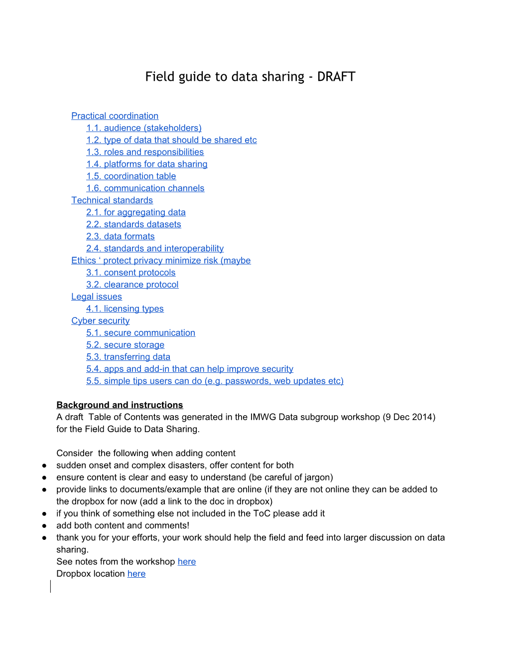 Field Guide to Data Sharing - DRAFT