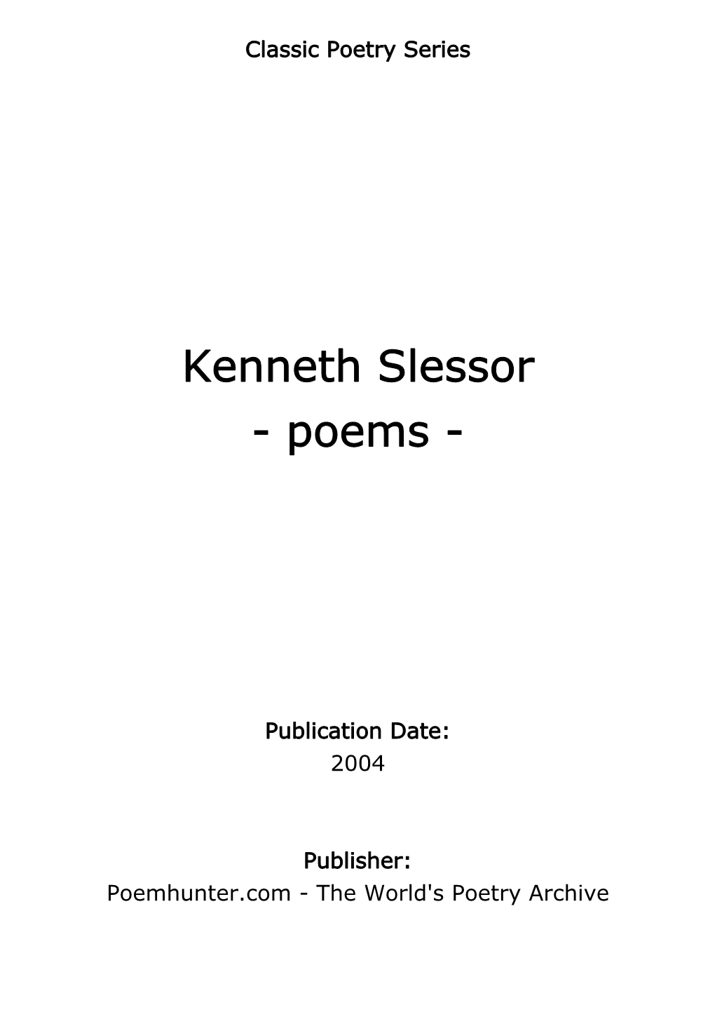 Kenneth Slessor - Poems