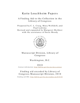 Katie Louchheim Papers