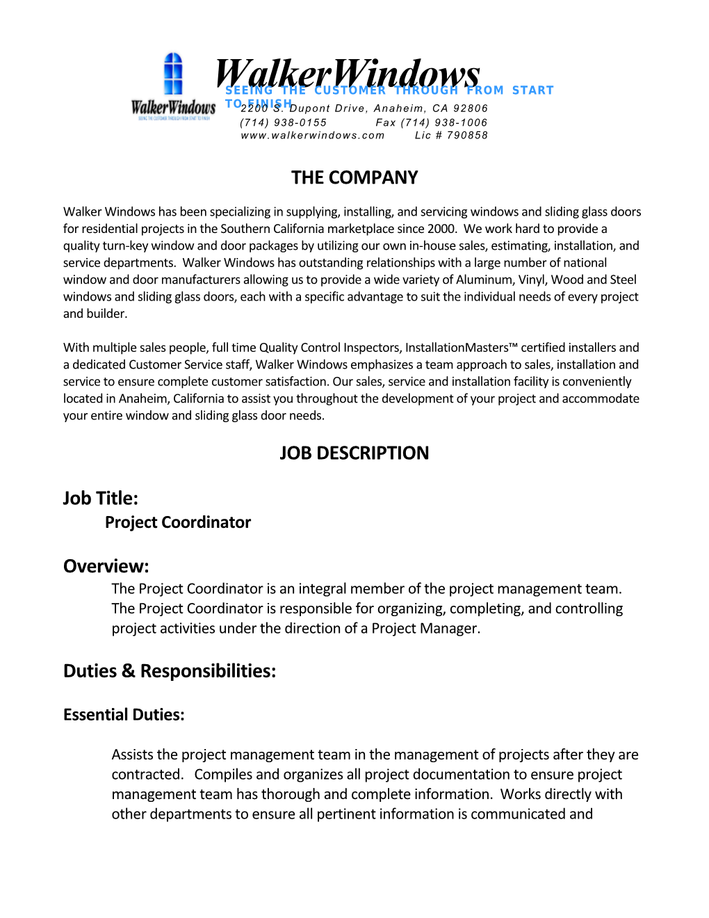 Project Coordinator