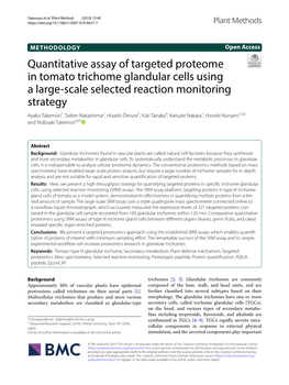 Quantitative Assay of Targeted Proteome in Tomato Trichome