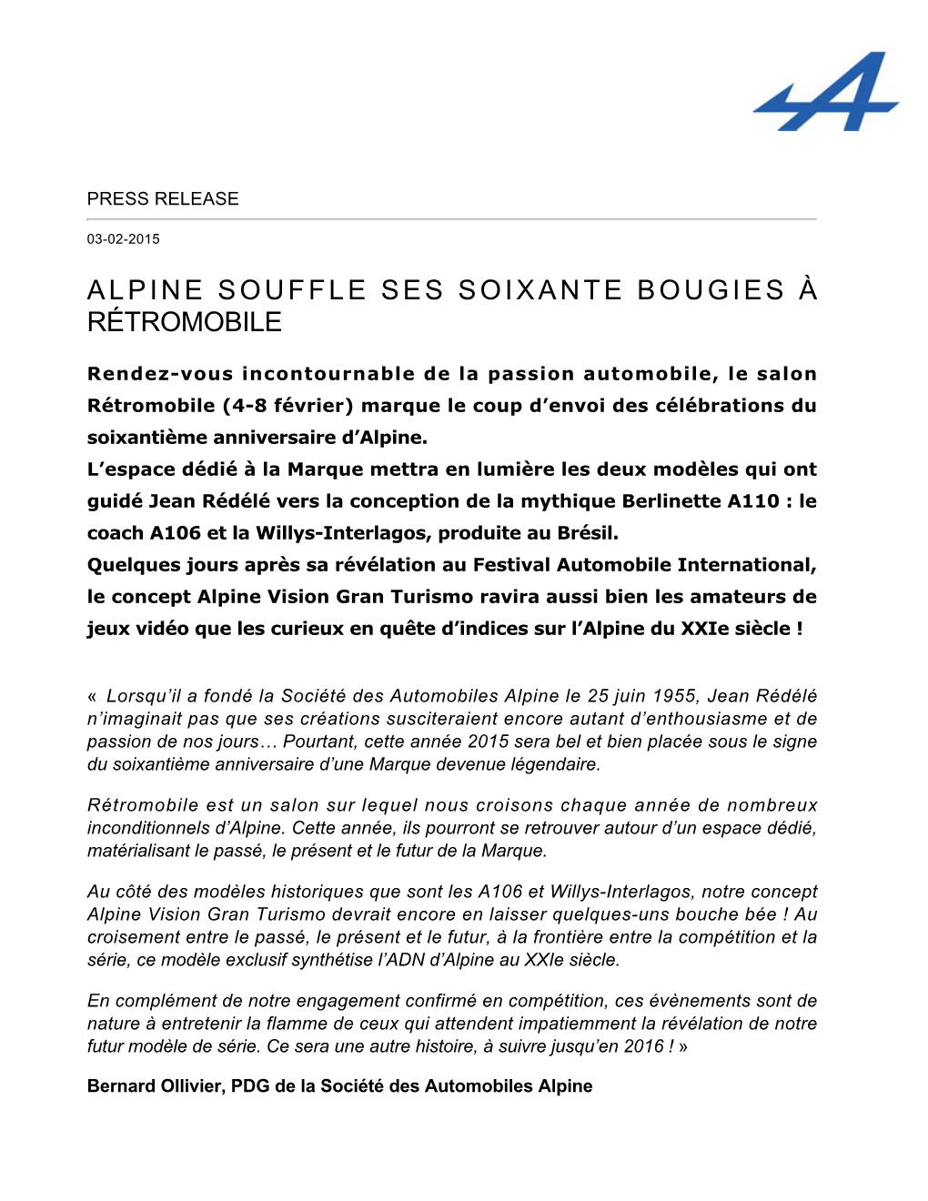 Alpine Souffle Ses Soixante Bougies À Rétromobile