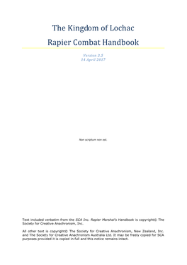 Lochac Rapier Combat Manual V3.0