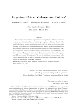 Organized Crime, Violence, and Politics∗