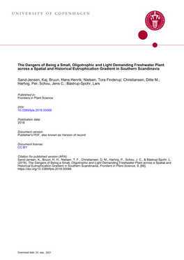 The Dangers of Being a Small, Oligotrophic and Light Demanding Freshwater Plant Across a Spatial and Historical Eutrophication Gradient in Southern Scandinavia