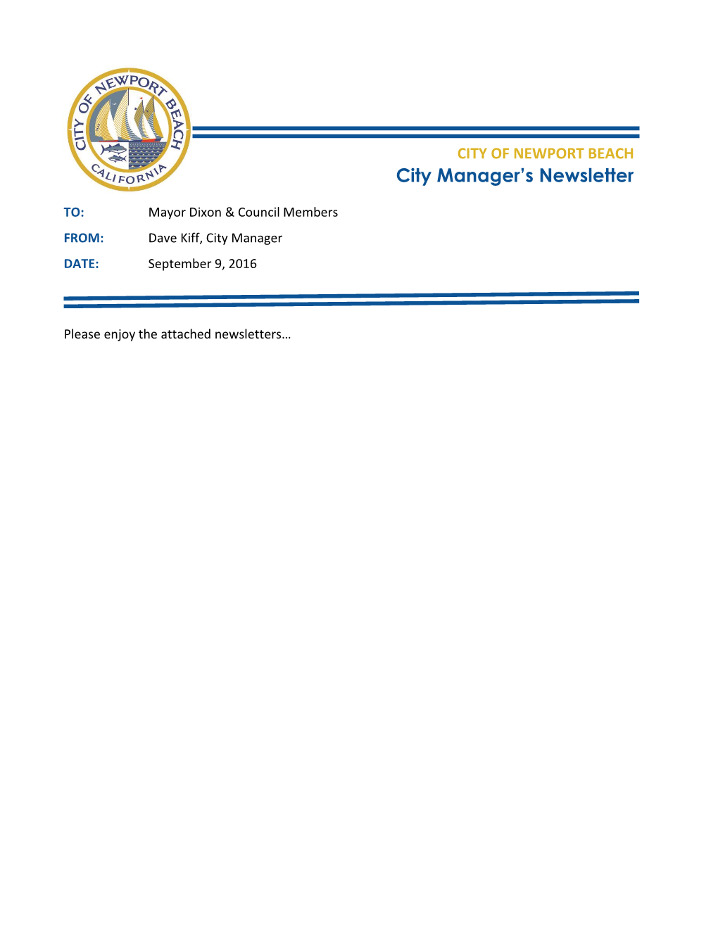 City Manager's Newsletter