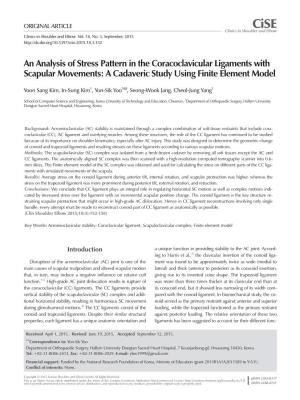 An Analysis of Stress Pattern in the Coracoclavicular Ligaments with Scapular Movements: a Cadaveric Study Using Finite Element Model