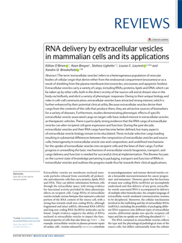 RNA Delivery by Extracellular Vesicles in Mammalian Cells and Its Applications