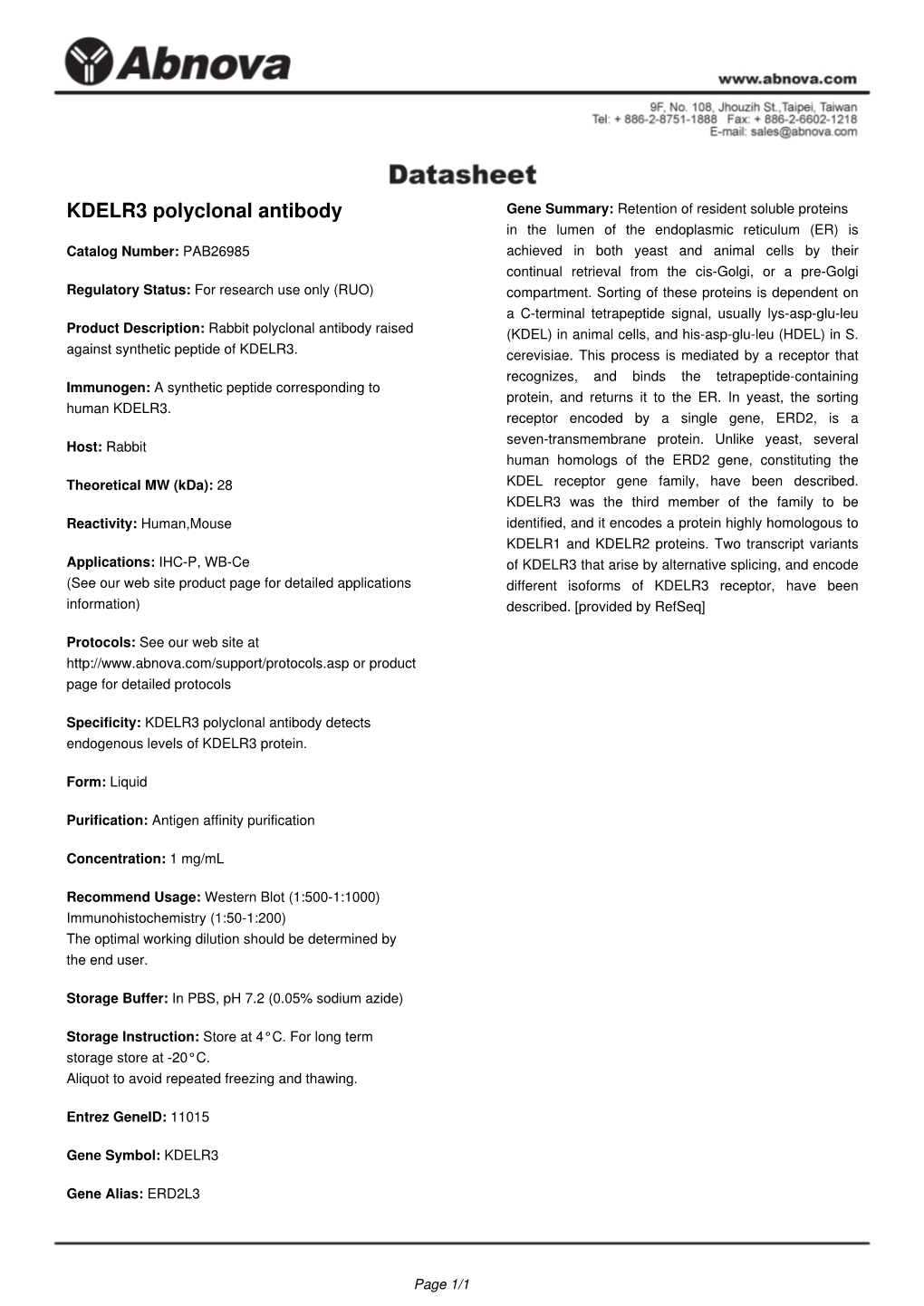 KDELR3 Polyclonal Antibody